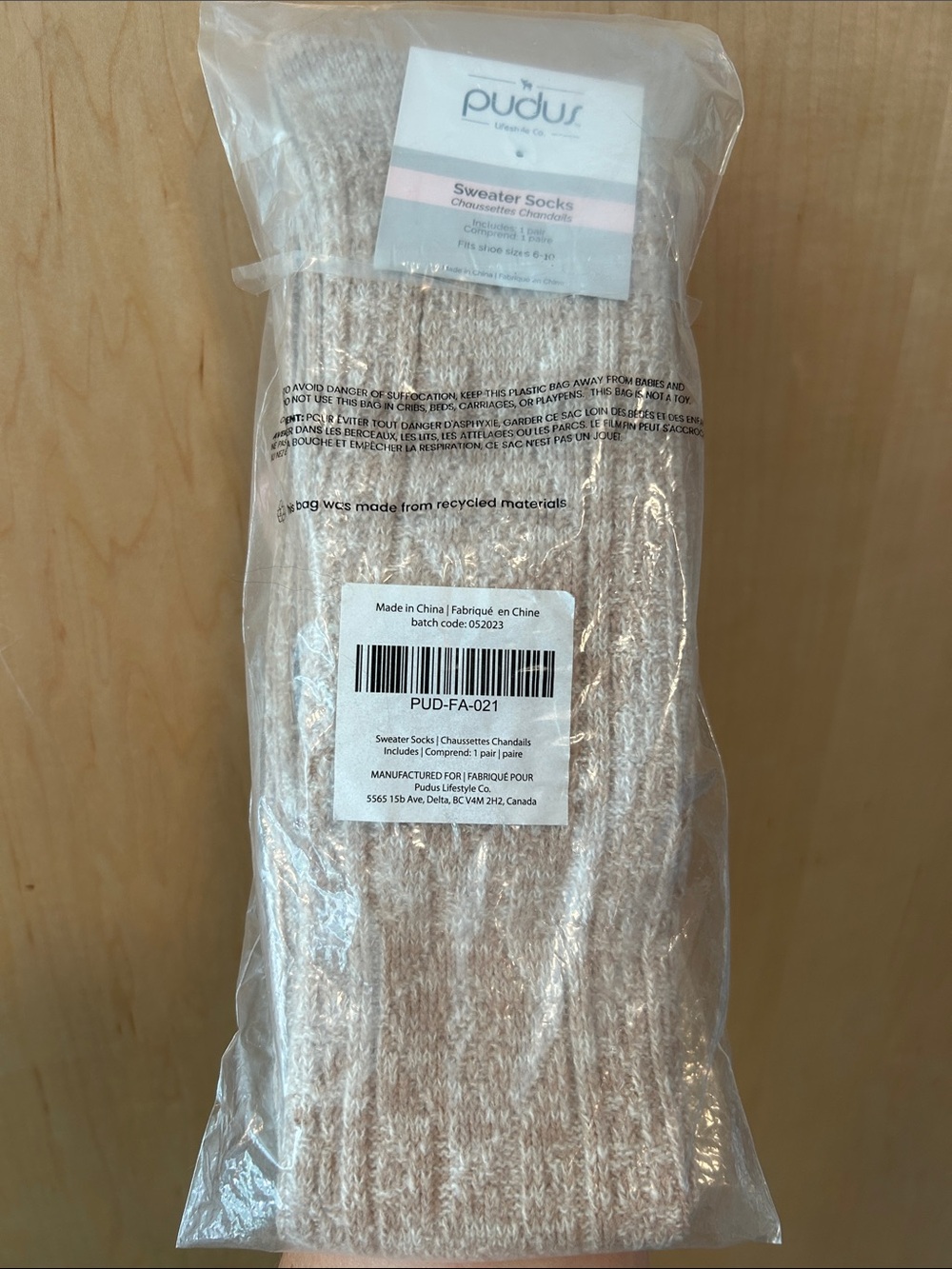 Pudus Women's Sweater Socks in Light Beige